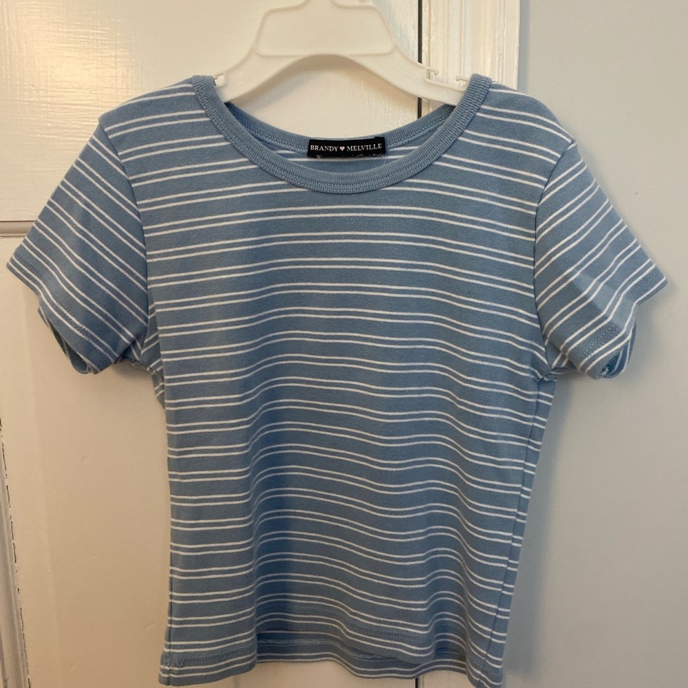 blue and white striped brandy melville tee
